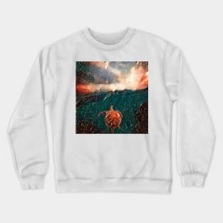 Cute turtle painting (sea turtle, ocean, sea and beach) Crewneck Sweatshirt